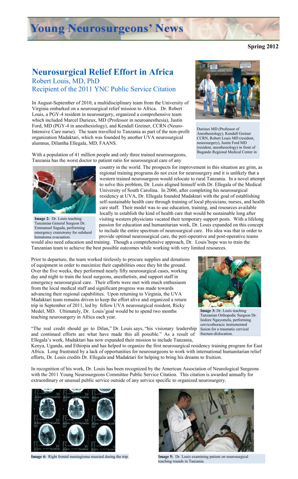 Neurosurgical relief effort in Africa